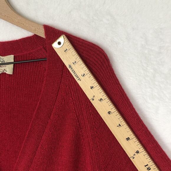 SPIRIT OF THE ANDES 100% Alpaca Cardigan Women's Sz S 36" Red Button Long Sleeve - Picture 10 of 11
